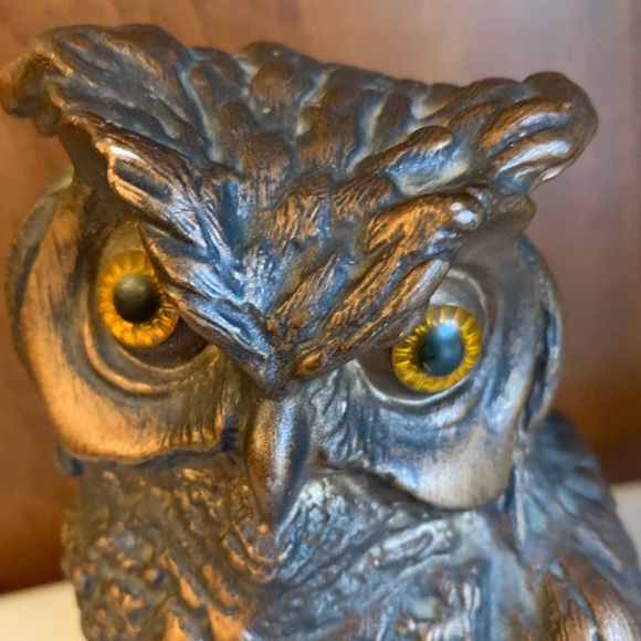 1963 Heavy Owl Composite Bookend Glass Like Eyes Universal Statuary Chicago - Picture 4 of 10